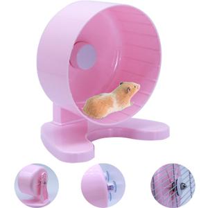 Hamster Wheel, 6.5" Super-Silent Exercise Wheels, Dual-Bearings Quiet Spinner Running Wheels, 3 Installation Methods, Fits Any Hamster Cage, Hamsters Toy for Dwarf Hamsters, Gerbils, and Small Pets. (Pink)