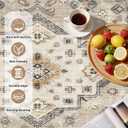 8ft Round Vintage Living Room Area Rug - 8x8 Large Soft Washable Oriental Traditional Distressed Farmhouse Rugs for Bedroom - Indoor Floor Accent Carpet for Home Office House Decor - Beige