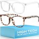 livho High Tech Blue Light Glasses - Advanced Blue Light Blocking Computer Glasses - Screen Fatigue & UV Protection (*B5 Leopard+clear)