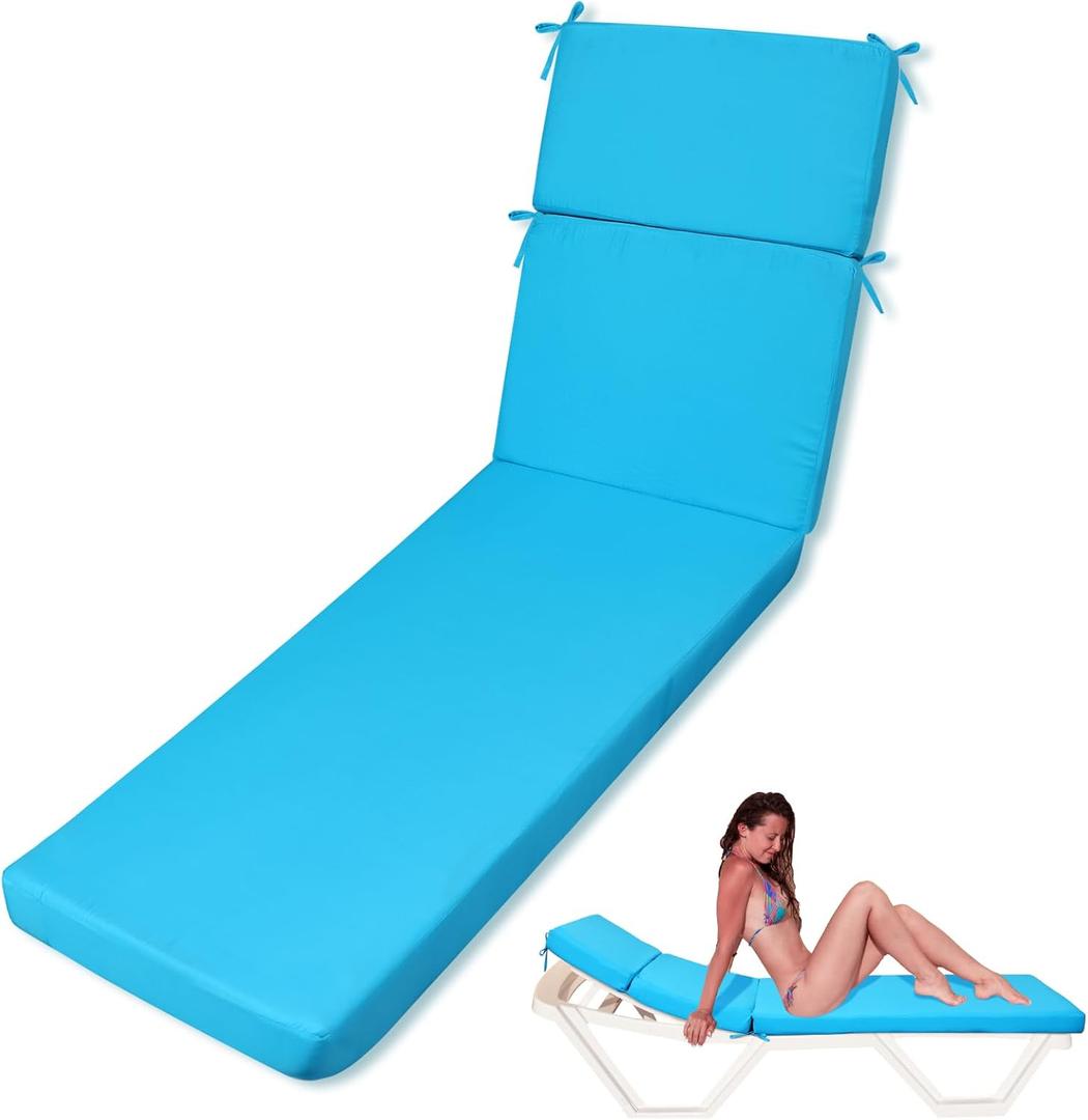 1 Pcs Indoor Outdoor Chaise Lounge Cushions Sponge Bench Outdoor Furniture Chaise Cushions Patio Chair Furniture Replacement (Peacock Blue)