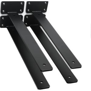 4 Pack - 14 inch Black Hidden L Shelf Bracket (1/5 Inch Thicked) Iron Floating Shelf Brackets Rustic Industrial Metal Brackets for Shelf Support