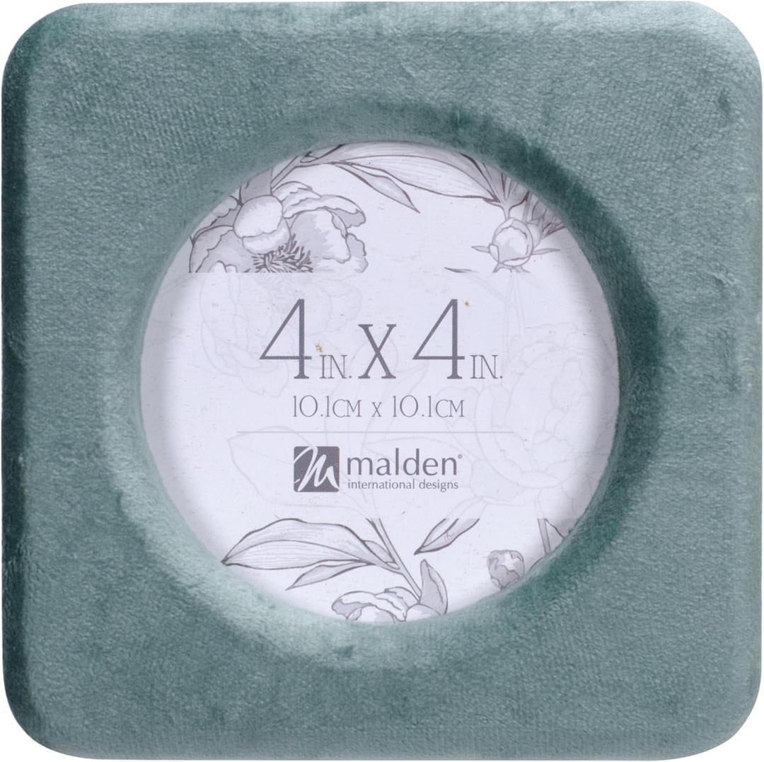 Malden International Designs 4x4 Seafoam Green Velvet Rounded Picture Frame