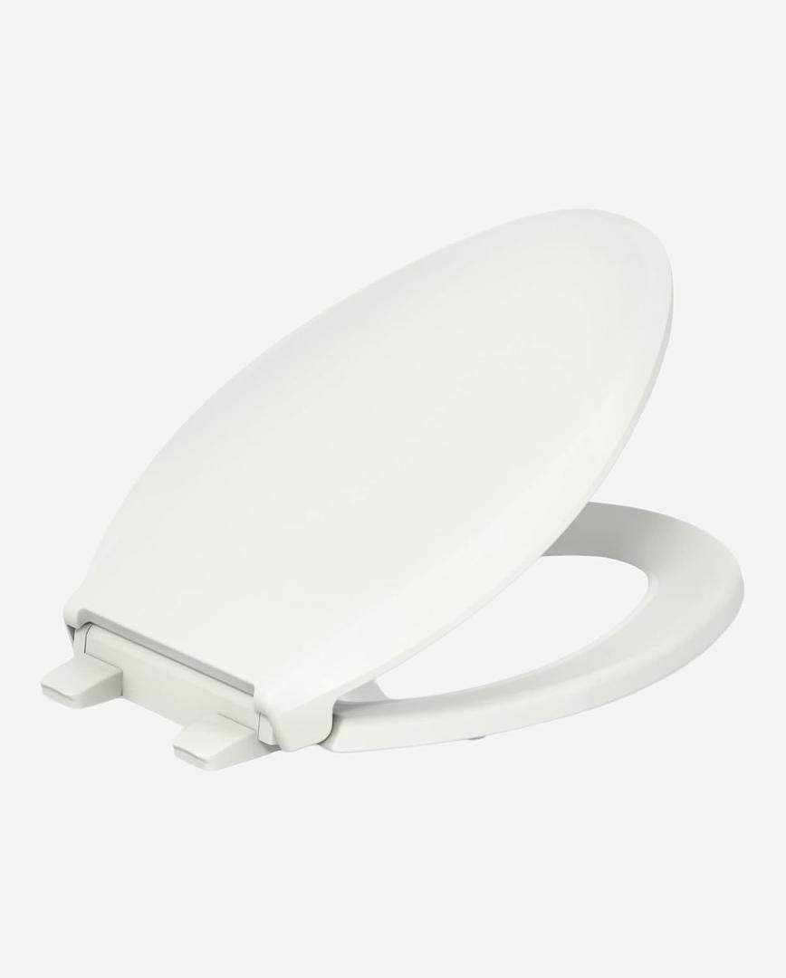 KOHLER 4636-RL-96 Cachet ReadyLatch Elongated Toilet Seat Slow Close Soft Close, Toilet Seat Quiet Lid, Contoured Grip-Tight Bumpers Installation Hardware, Apartment Essentials