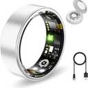 Smart Health Ring for Women Men Fitness Tracker with Heart Rate, Blood Oxygen,Sleep Monitoring, Step Counting, IP68 Waterproof for iPhone and Android, No Subscription Fee (Silver, 11)