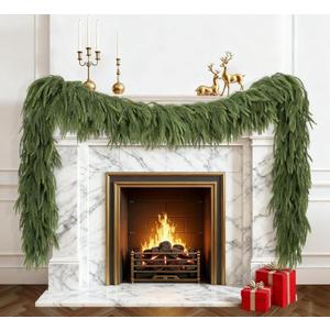 9FT Artificial Norfolk Pine Garland, Realistic Christmas Greenery Garland for Mantle, Staircase, Banister, Fireplace, Wall, Door, Table, Indoor & Outdoor Holiday Xmas Decorations