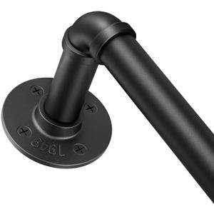 1 Inch Heavy Duty Blackout Curtain Rods for Windows, Industrial Pipe Wrap Around Room Divider Decorative Curtain Rods Wall Mount & Ceiling Mount, Black, 168-240 Inch