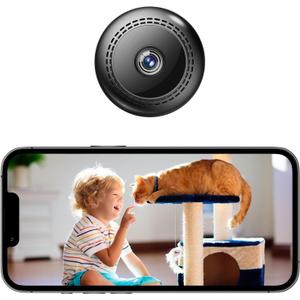 Mini WiFi Camera for Heated Cat House, 1080p HD, Motion Detection, Ultra-Wide Angle, Local & Cloud Storage, Remote Monitoring Anytime Anywhere (SD Card Not Included)