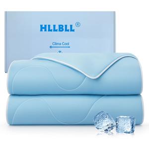 HLLBLL Cooling Comforter, Ultra Cold Fiber Technology, All-Season Lightweight Blanket to Quickly Cool Down,Deep Sleep Throughout The Night (Aqua Blue, Full/Queen (90"x90"))