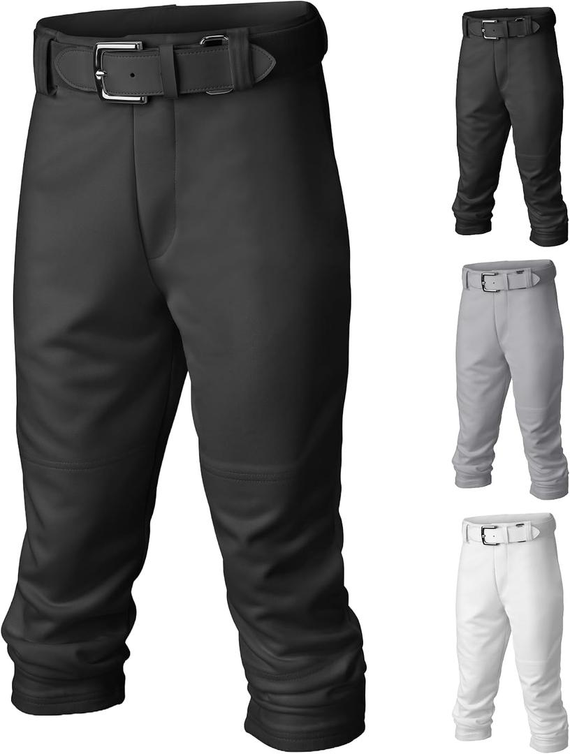 Easton Boy's PRO+ Baseball Pants | Youth Sizes | Full Length | Elastic Bottom | Multiple Colors (Black, XS)