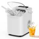 Sweetcrispy Countertop Ice Maker with Scoop, Basket and Handle, Portable Ice Machine 9 Cubes Ready in 6 Mins, 26.5lbs in 24Hrs, 2 Sizes for Home Kitchen Office Bar Party