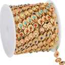 UMAOKANG 9.8 Feet Gold Plated Stainless Steel Chains for Jewelry Making Colorful Enamel Sunflower Decorative Craft Chain Roll