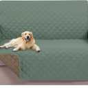U-NICE HOME Loveseat Sofa Cover Reversible Couch Cover for Dogs with Elastic Straps Water Resistant Furniture Protector for Pets Couch Cover for 2 Cushion Couch (Loveseat, Greyish Green/Taupe), 54"loveseat-medium