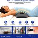 Smooth Triple Fusion Back Massager, Spine 3-in-1 Electric Lumbar Massager Support Pillow with Heat, Vibration &Airbag Traction, Lumbar Pillow for Lower Back Tension Relief, Deep Tissue