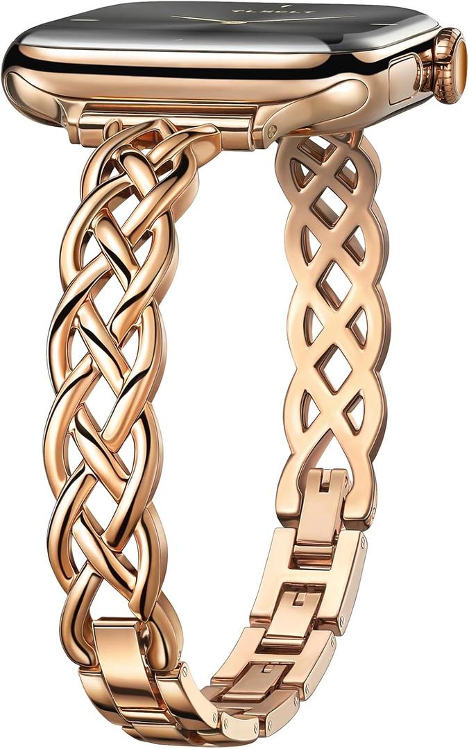 Slim Bracelet Compatible with Apple Watch Bands 38/40/41/42/44/45/46/49mm for Women, Celtic Thin Dressy Stainless Steel Metal Designer Fancy Strap for iWatch Series 11 10 9 8 7 6 5 4 3 SE Ultra