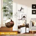 Snughome Cat Tree with Litter Box Enclosure, 3-in-1 Modern Cat Tower for Indoor Cats, 67.32 Hidden Cat Litter Box Furniture with Cat Condo, Food Station and Hammocks, All-in-one Cat Furniture