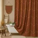 Extra Long Orange Boho Shower Curtain 84 inch Shower Curtain, Tufted Chevron Striped Modern Chic Textured Minimalist Bathroom Shower Curtain