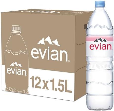 Evian Natural Spring Water, 1.5 L bottle (Pack of 12) BBD  02/13/2027