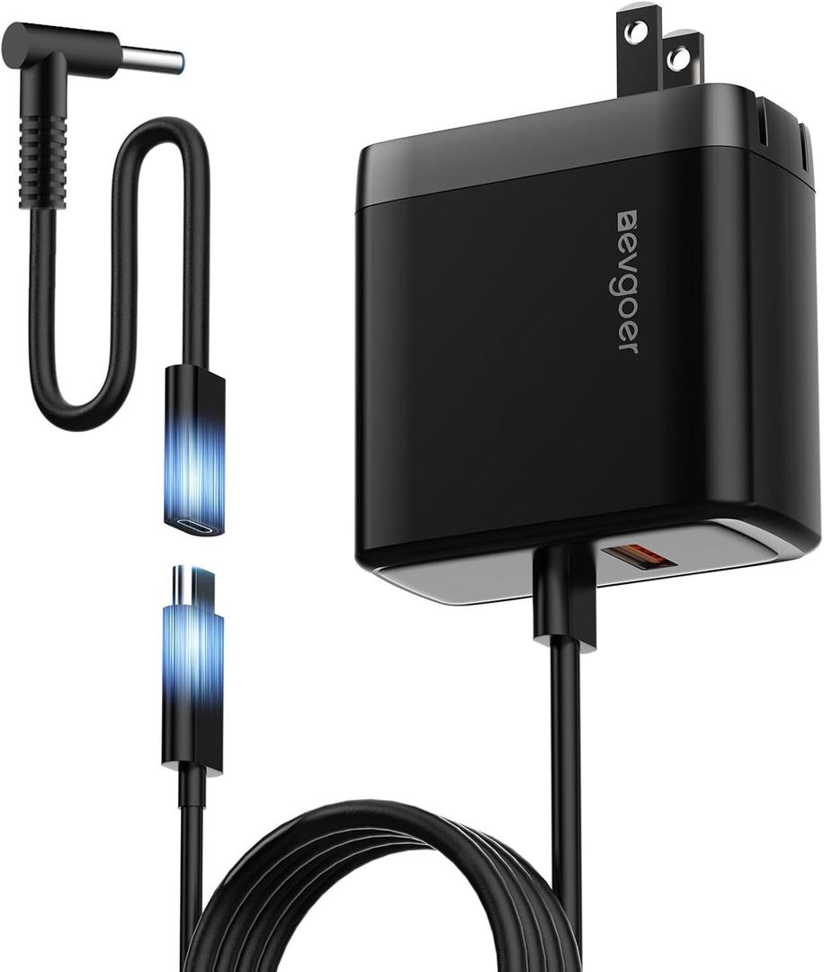 65W HP Laptop Charger, Computer Charger for HP Pavilion/Envy/ProBook/EliteBook/Chrombook, Compatible with HP USB-C 44W Smart Blue Tip Power Adapter (4.5mm)