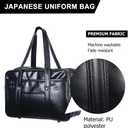 Mikikit Japanese School Bag for Women and Men - Waterproof Pu One-Shoulder Handbag Tote with Large Capacity - Uniform Shoulder Briefcase for Commuting and Laptop Carry