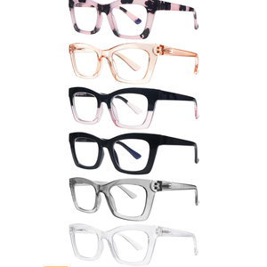 SIGVAN 6 Pack Oprah Style Reading Glasses Blue Light Blocking Square Computer Spring Hinge Readers for Women, 2.5