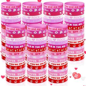 120 PCS Valentine's Day Rubber Wristbands For Adult Party Supplies and Party Favors