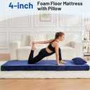 Memory Foam Camping Mattress Pad with Pillow - Extra Thick 4 Inch Sleeping Pad for Camping, Waterproof Roll Up Cot Mattress Topper Bed Mat for Car Truck Tent RV, with Storage Bag