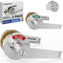 2Pcs Commercial Bathroom Door Handle, Vacant Occupied Bathroom Lock| Indicator Door Knob, Occupied Door Handle for Restroom/Washroom, ANSI Grade 2 for Office, Gyms, Bars