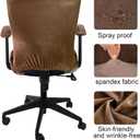 Tallew 4 Pcs Office Chair Covers Set Computer Universal Protective Stretchable Chair Seat Covers Desk Armrest Slipcovers Pads Office Cushion Backrest for Rotating(Brown)