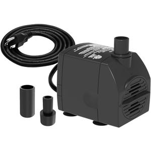 Submersible Pump 200GPH Ultra Quiet with Dry Burning Protection 5.2ft High Lift for Fountains, Hydroponics, Ponds, Aquariums & More