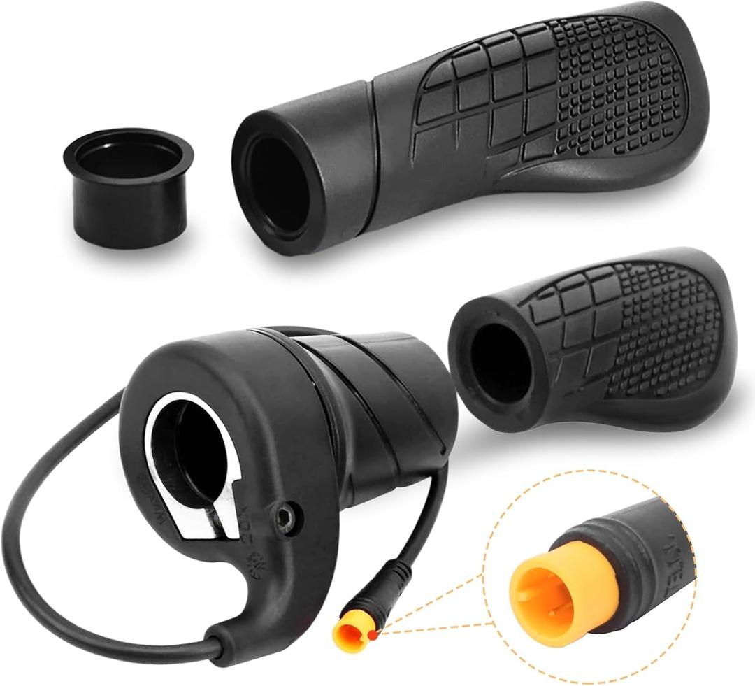 Ebike Half Twist Throttle, FT76X Electric Bicycle Right Handle, Half Throttle Handle with Waterproof Plug, Ebike Modified Thumb Throttle Part for Ebike MTB Conversion Kit Parts