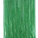 48 Pack 33 Inch Green Mardi Gras Plastic Beads Necklaces - Party Favors for Parade Throws, Festival Decorations, Wedding, Birthday Celebrations & Costume Dress Up