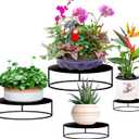 Metal Plant Stand for Outdoor Indoor Plants-4 Pack Heavy Duty Round Plant Pot Shelf for Planter,Multiple Size Corner Potted Plant Holders for Garden Home