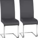 Yaheetech Dining Chairs with High Back, Leather Surface and Metal Legs Chairs for Home Kitchen Wedding Louge, Set of 2, Gray (Dark Gray)