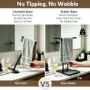 NADAMOO Towel Holder Stand, Adjustable Height 13.8"-24" Freestanding Double Bar Towel Rack with Stone Drying Tray, Wide Weighted Base, Rustproof Black Metal, for Bathroom, Kitchen Countertop