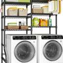 Ulif U13 Medium Over Washer and Dryer Storage Shelves, 6 Tiers Laundry Room Standing Shelf with 2 Hanger Rods, Space Saver Clothes Drying Rack, 57.8" W x 22" D x 77.4" H, Black
