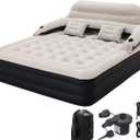 DIMAR GARDEN King Size Air Mattress with Headboard and Pump,Blow Up Mattress Inflatable Bed with Pillows