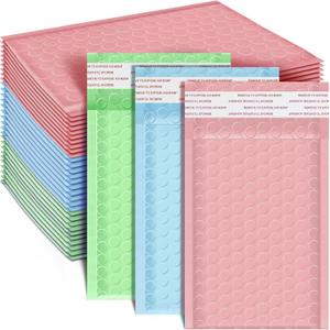 Henoyso 162 Pcs Colored Small Bubble Mailers 4x6 Inch Poly Shipping Envelopes Bulk Adhesive Cushioning Padded Shipping Bags for Trading Card Packaging (Light Pink, Light Green, Light Blue)