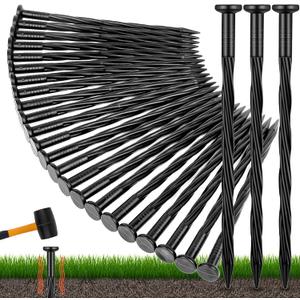 200 Count Plastic Landscape Edging Anchoring Stakes 8-Inch Garden Lawn Yard Landscaping Spikes for Paver Edging, Weed Barrier, Tent, Artificial Turf & More