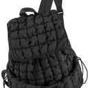 CONTAIL 18L Women Puffy Backpack,Qulited Puffer Bookbag,Black