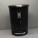 simplehuman 50 Liter / 13 Gallon Semi-Round Kitchen Step Trash Can with Secure Slide Lock, Black Plastic