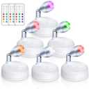 Small Spotlight Battery Operated Spot Lights Indoor Uplighting Picture Mini Accent Light Wireless LED with Remote RGB + W Angle Adjustable w/Timer & Dimmer for Display Art Paintings (6pcs)