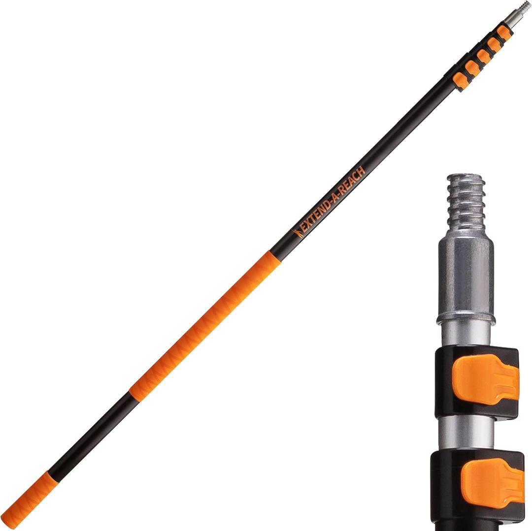 5-24 ft Long Telescoping Extension Pole // Multi-Purpose Extendable Pole with Universal Twist-on Metal Tip // Lightweight and Sturdy // Best Telescopic Pole for Painting, Dusting and Window Cleaning (24 feet)