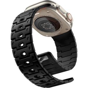 Bandletic Magnetic Watchband Compatible with Apple Watch Ultra Band - Rugged Silicone Sport Replacement Strap for iWatch Ultra Bands 49mm Series 11 10 46mm 9/8/7 45mm SE3/6/5/4 44mm 3/2/1 42mm, Black