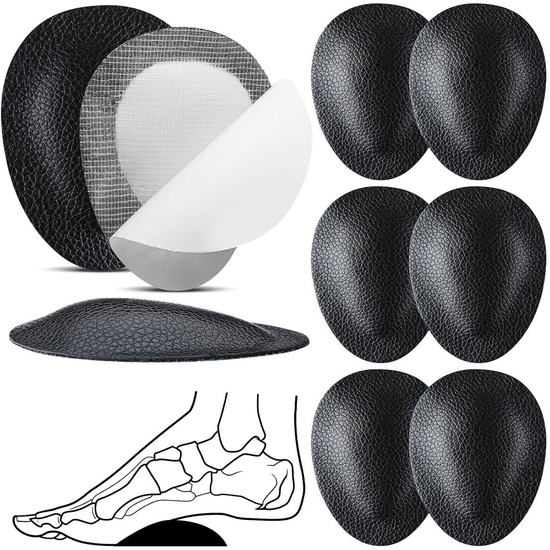 4 Pairs Metatarsal Pads for Women Men Leather Metatarsal Arch Support Ball of Foot Cushions Pain Relief for Metatarsalgia 1/3 Inch Thick Foot Pads (Black,L)