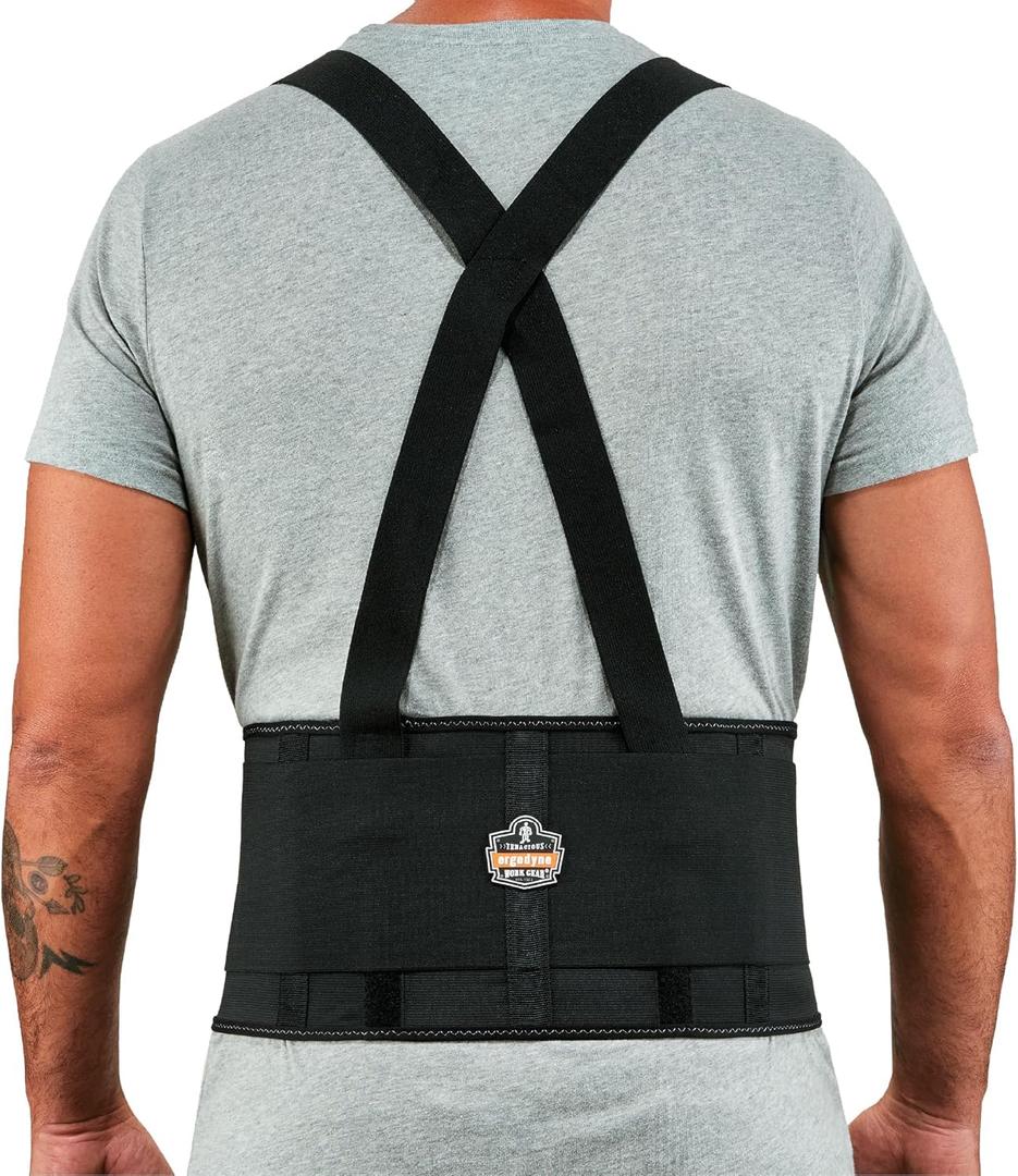 Ergodyne ProFlex 1650 Back Support Belt, 7.5" Elastic, Adjustable, Removeable Straps, Black, Medium (Medium (Pack of 1))