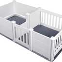 2 Room Whelping Box for Dogs, 763818 in Whelping Box with Pig Rails and Waterproof Pad, Whelping Supplies with Adjustable Height Door for Medium Small Dogs