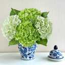 ZYTUYO 4 Pcs Real Touch Light Green Dark Green Hydrangeas Artificial Flower 21'' Realistic Faux Latex Hydrangeas Flower for Home Decor Kitchen Living Room Spring Table Wedding Xmas Arrangement