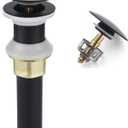 Rockgoya Bathroom Sink Drain, Drain Stopper Bathroom Sink Without Overflow, Pop Up Drain Assembly with Detachable Strainer Basket, Built-in Anti-Clogging Strainer, Stainless Steel Mattle Black