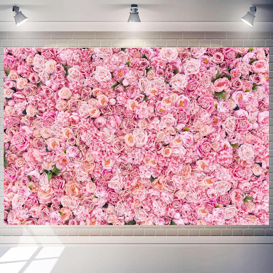 Floral Wall Backdrop 7x5 FT Vibrant Colorful Flower Backdrops for Wedding Large Background Banner for Party Photography Decor Romantic Elegant Design Photo Booth Supply