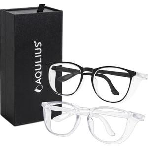 Aqulius 2 Pack Stylish Safety Glasses Goggles, Scratch Resistant, Safety Glasses for Women, Blue Light, Glasses for Nurses